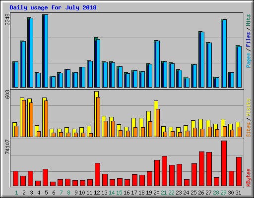 Daily usage for July 2018