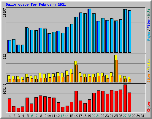 Daily usage for February 2021