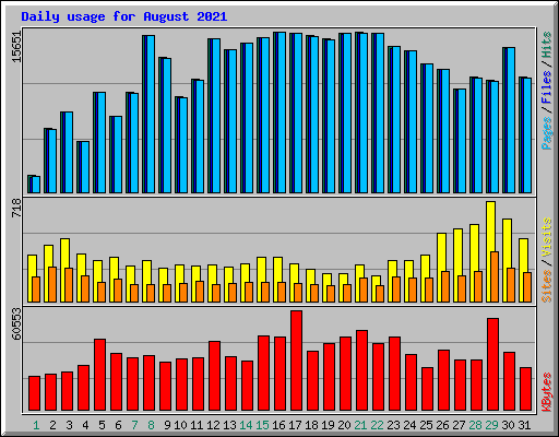 Daily usage for August 2021