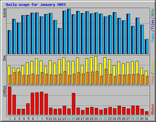 Daily usage for January 2023