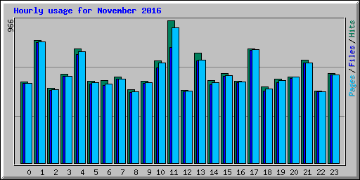 Hourly usage for November 2016